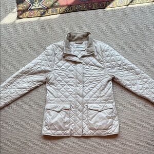 Peter Millar Cream Puffer Jacket with Diamond Stitching